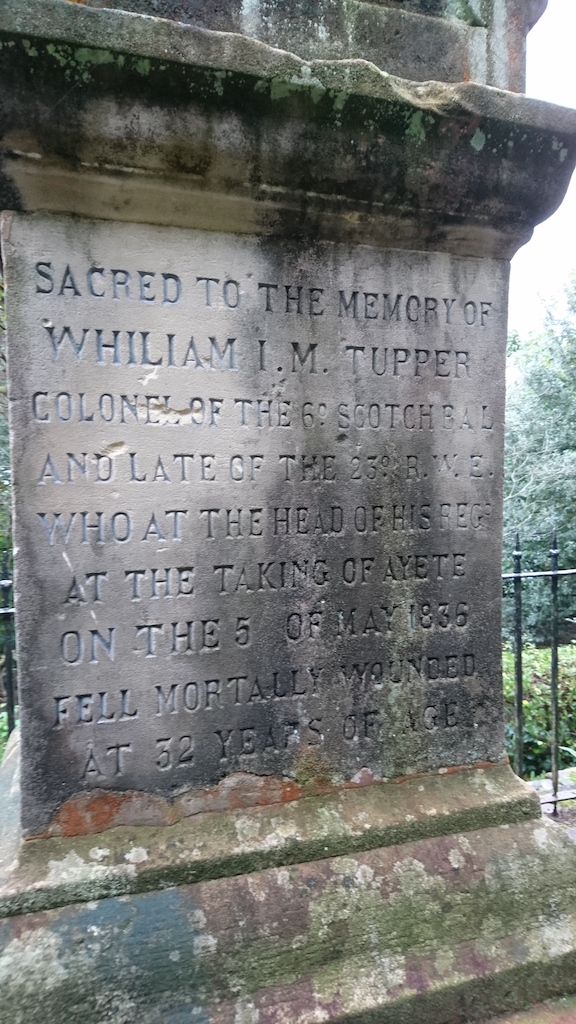 Here lies Colonel William Tupper - on the high hill overlooking San Sebastian