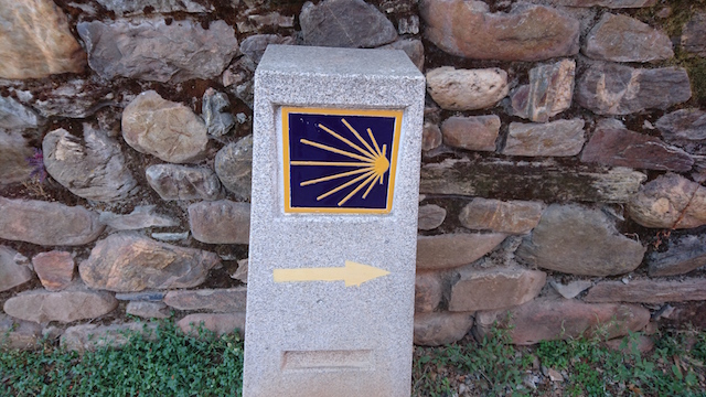 The scallop shell symbol to mark the Camino pilgrim route to Santiago de Compostela - you see them everywhere (on the route that is)