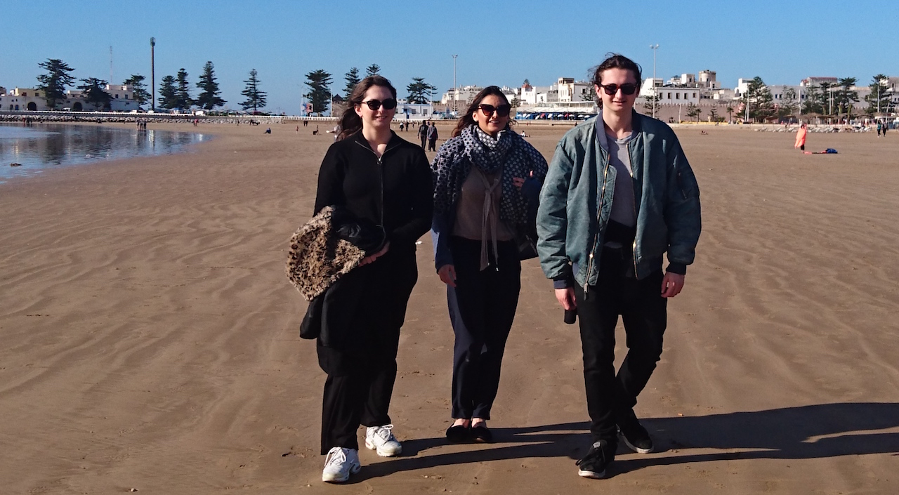 Regan, Ciara and Conor on the beach at Essaouira 